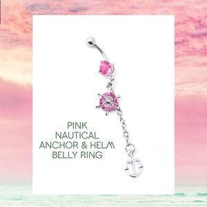 5/$10 | Pink CZ Anchor & Helm Belly Ring